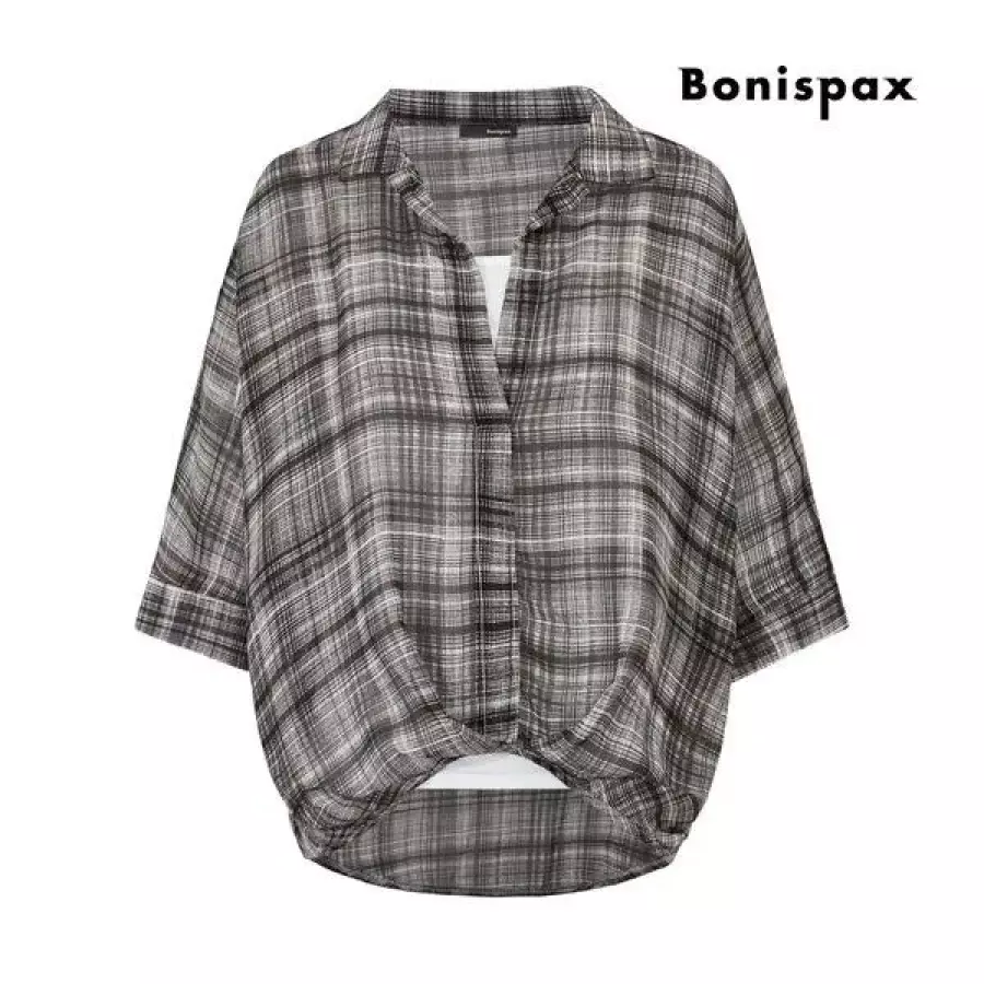 보니스팍스 이너세트 루즈핏 체크 반팔 셔츠 XQ2BA029L0 2177815_이미지