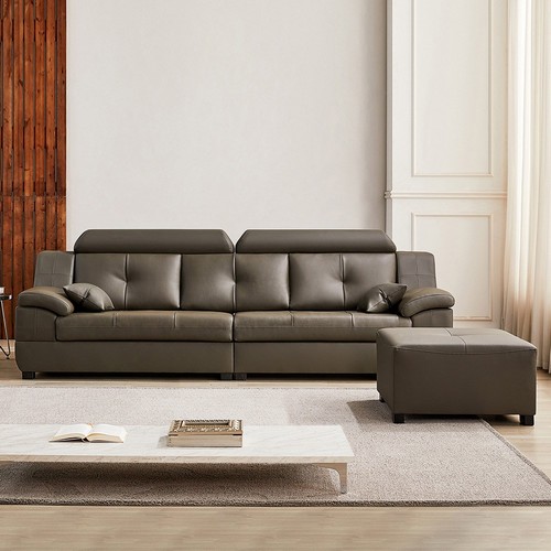 동서가구 제이홈스 라텍스탑 구스다운 천연가죽 소파 4인용 (스툴포함)_이미지