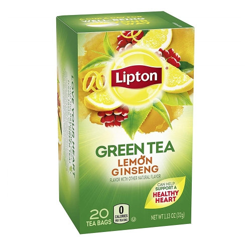 Ital Lemon 플레이버스 립톤 그린 티 레몬 진셍 20개입x4팩 Lipton Green Tea Bags Flavored with Othe..