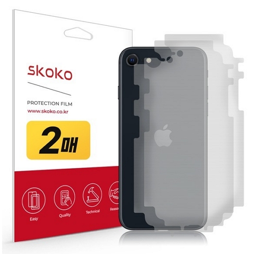 스코코 아이폰SE3 무광 측후면 외부보호필름 (측후면 2매)