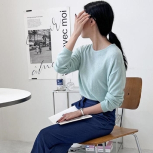 오노마 ONM 여자 얇은 민트색 니트 라운드 30대 18855232_이미지