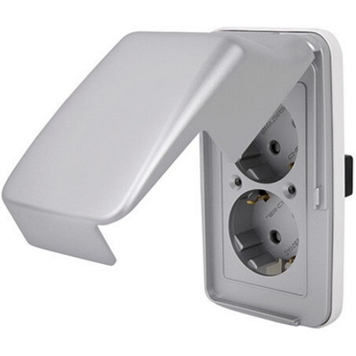 디아트 2구 방우 콘센트 세로형 실버