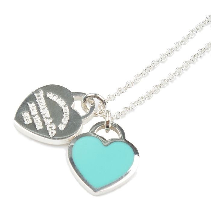 티파니앤코 리턴 투 블루 더블 하트 태그 펜던트 실버 미니 목걸이 30210417