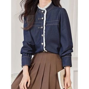 에꼴드파리 메리 프릴 데님 셔츠_F5XWBB001Z_이미지