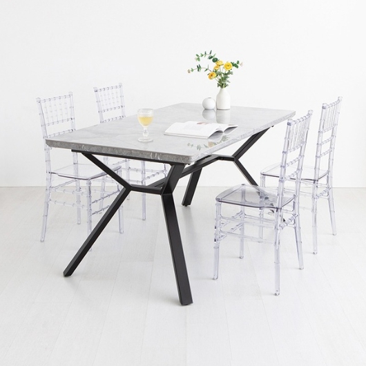 마켓비 라네트 J형 세라믹 확장형 식탁 1600 (아나타투명D015의자4개)