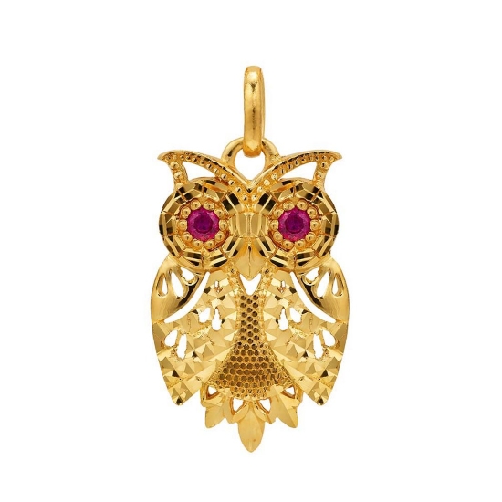 한국금다이아몬드 여자 펜던트 루비 부엉이 날개 7.5g_이미지