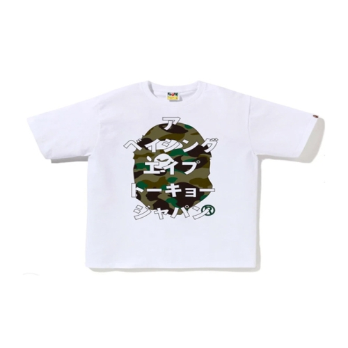 베이프 퍼스트 카모 가타카나 티셔츠 화이트 그린 0ZXTEM110016N WHM_이미지