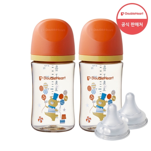 더블하트 3세대 240ml 디자인 트윈팩 젖병2개 + 젖꼭지 2개_이미지