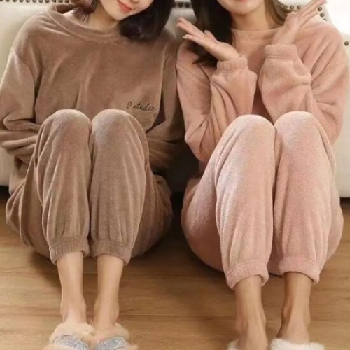 서울양말 수면 잠옷 겨울 극세사 무지 밍크세트 이지웨어_이미지