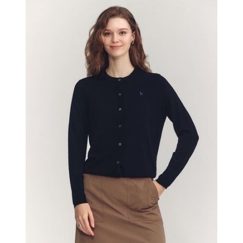  헤지스레이디스 여성 FINE WOOL 라운드넥 가디건 블랙 HSSW4CC75BK