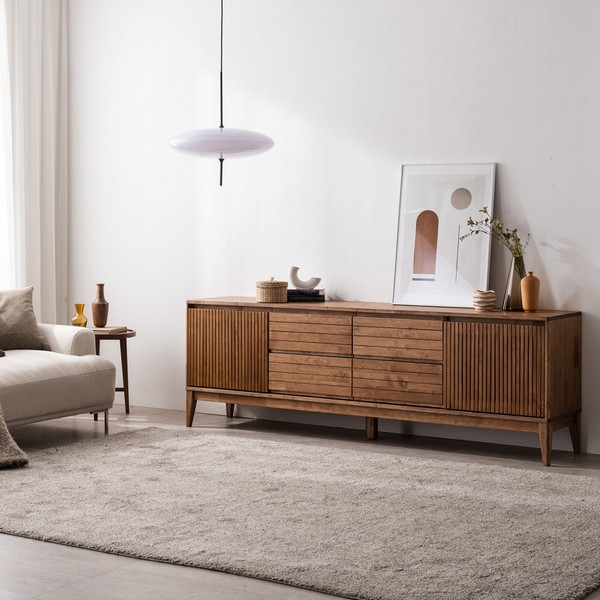 슈퍼홈  카멜리아 원목 높은 거실장 2000