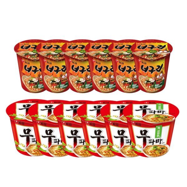 농심 너구리 62g 6개 + 무파마 탕면 112g 6개