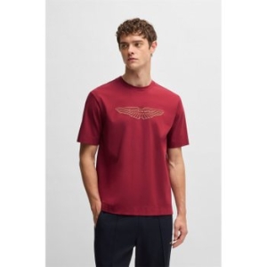 보스 SU25 x ASTON MARTIN 로고 아트워크 스트레치 코튼 티셔츠 레드 50537881935