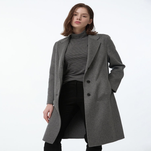 헤지스레이디스 여성 스테디셀러캐시미어 그레이 멜란지 롱 코트 WSCO4DC10G2_이미지