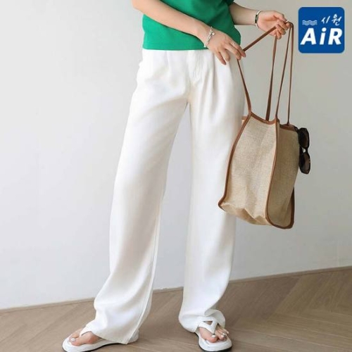 피핀 710451 3단 기장 아이스텐셀 핀턱 와이드 팬츠