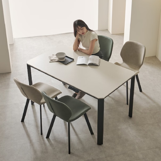 보니애가구 한샘몰 지젤 포세린 세라믹 식탁 1200 (의자4개)_이미지