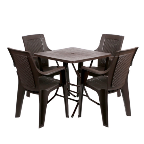 지오리빙 팔걸이 라탄 야외 테이블 800 (팔걸이의자4개)_이미지