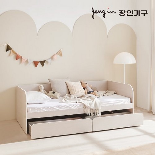 장인가구 뉴피터 저상형 슬라이딩 수납형 침대 SS (매트별도)_이미지