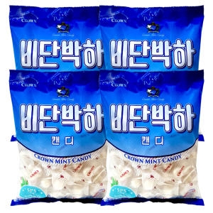 크라운제과 비단 박하캔디 후식사탕 대용량 140g (4봉)