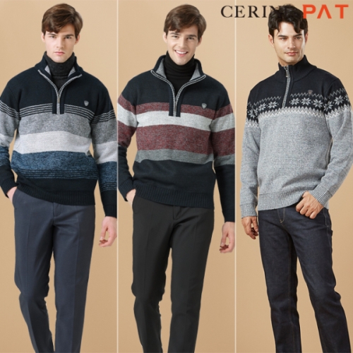 PAT CERINI by CERINI by 남성 기모 본딩 반집업 니트 1종_이미지