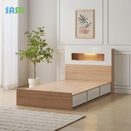 사사가구 숙면왕 서랍수납형 LED침대 SS (30cm독립)_이미지