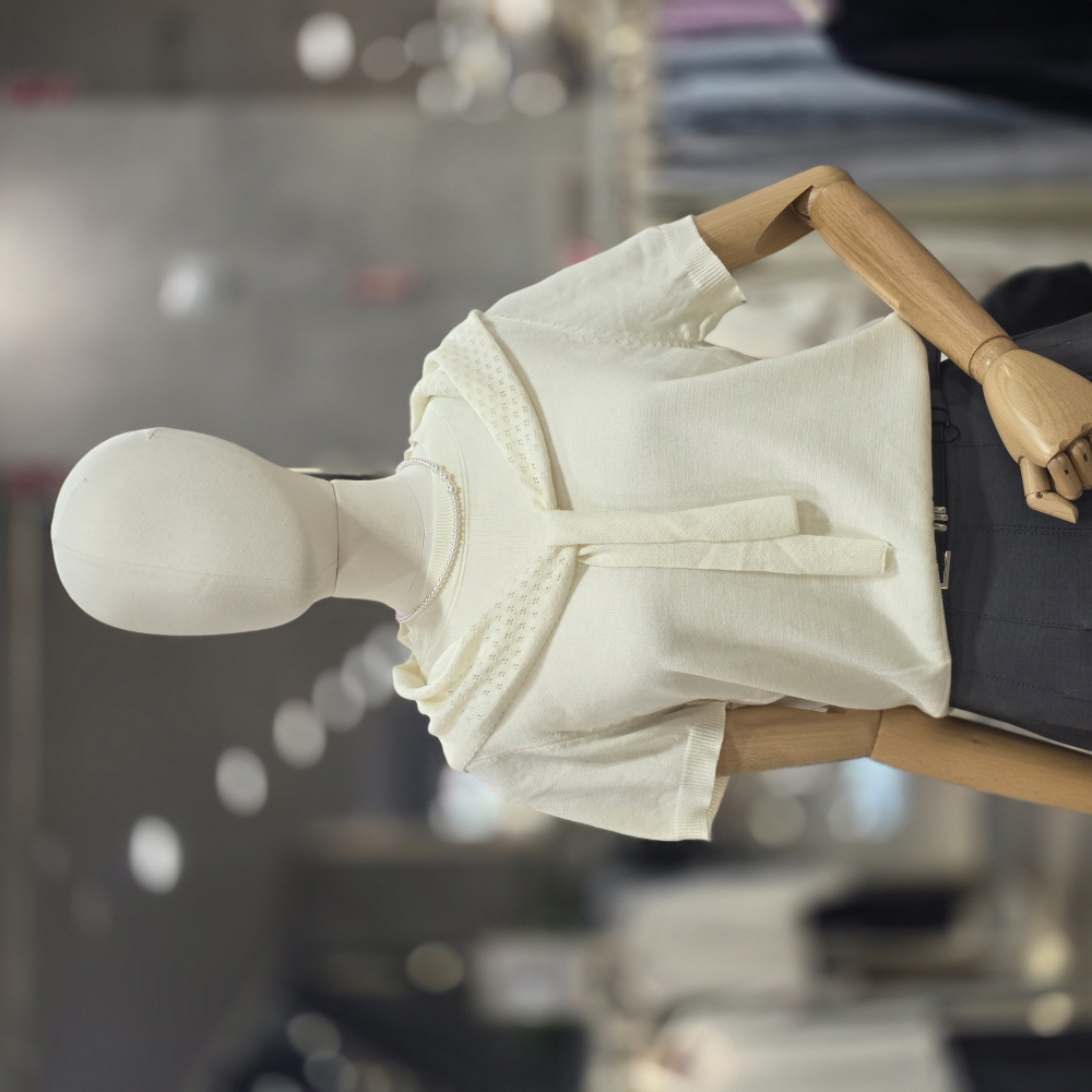 트렌드컬렉션 클로버 숄 반팔 니트 SET TRKA26445_이미지