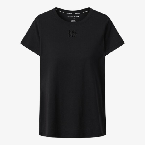 DKNY AVE 스택드 아일렛 로고 크루넥 티셔츠 블랙 DW2G1TTS092IBK