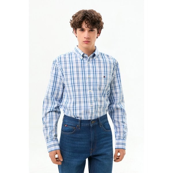 타미힐피거 남성 Regular fit 포플린 플렉스 미디엄 체크 셔츠 T12G0WSH350MT10QY 194575