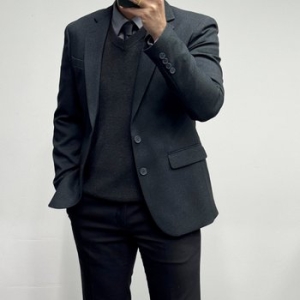 바쏘옴므 그린네이비 슬림핏 스판 콤비 정장 자켓WSW3-JF61-ANY_이미지