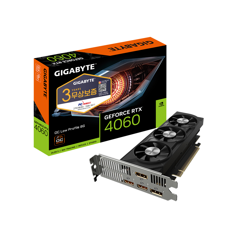GIGABYTE ������ RTX 4060 UD2 OC D6 8GB Nano LP �Ǿ���Ʈ