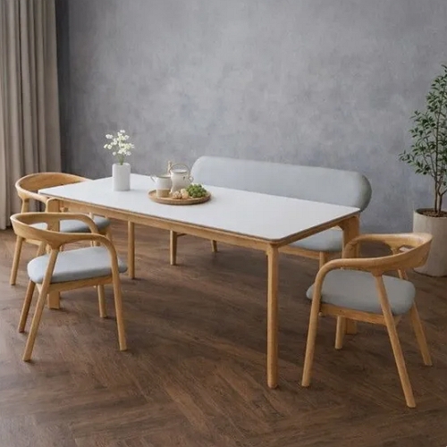 인터데코 긁힘과 열에 강한 세라믹 식탁 1800 (의자3개+벤치1개)_이미지