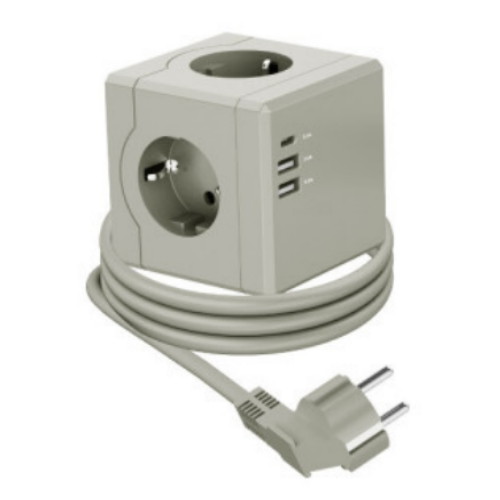알토디자인 에코너 3구 16A USB 고용량 큐브멀티탭 (3m)_이미지
