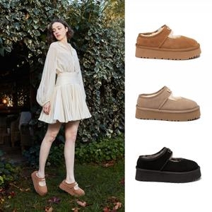 UGG 양모 메리제인 EMB 로고 플랫폼 단화 양털 슬립온_OB1000