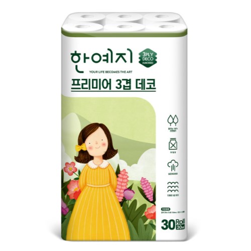 한예지 프리미어 3겹 데코 30m (30롤) (6팩)_이미지