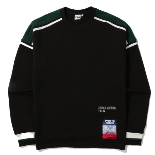 휠라 루즈핏 화이트락 맨투맨 FS2POE4123X (BLK, 블랙)_이미지