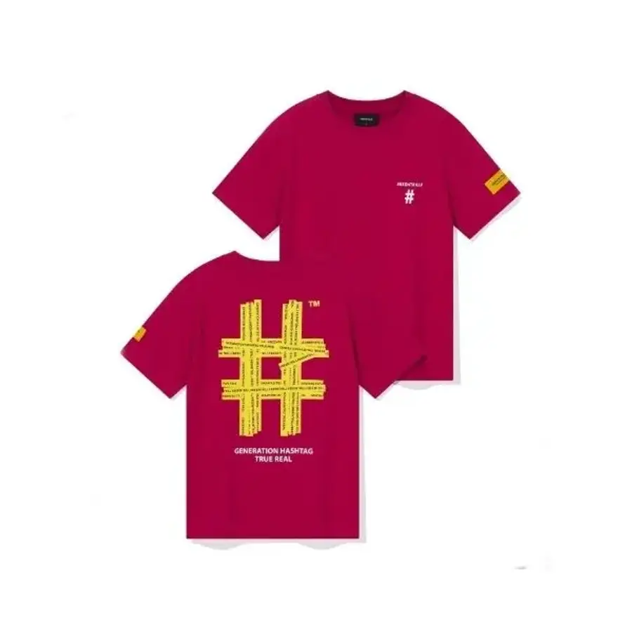 월드와이드브랜즈 빈트릴 여성 반팔티 정사이즈 프린팅 해시태그 라운드 티셔츠 핑크_DJ2277683