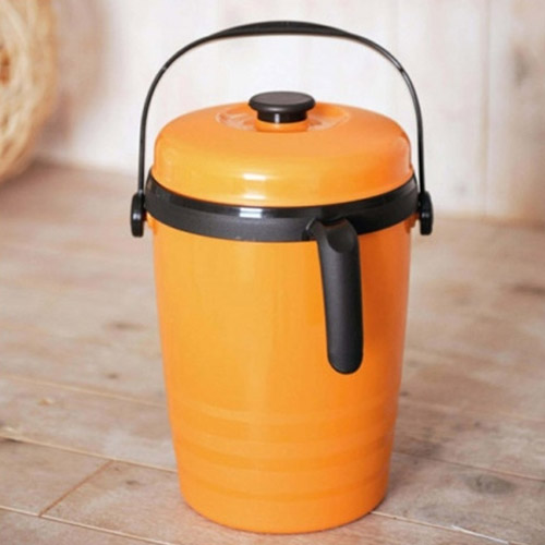 수지매트 음식물 쓰레기통 손잡이형 오렌지 3L_이미지