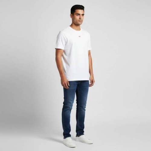 디젤 A05102 0GRAI 100 자수 스몰 D 로고 반팔 티셔츠 화이트 1464015_이미지