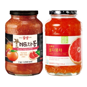 꽃샘식품 꽃샘 꿀레드자몽 1kg +초록원 꿀자몽차 1kg_이미지