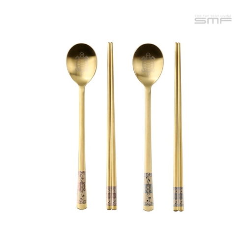 삼미 장수거북 골드 부부수저세트 2P / 한식 수저세트_이미지