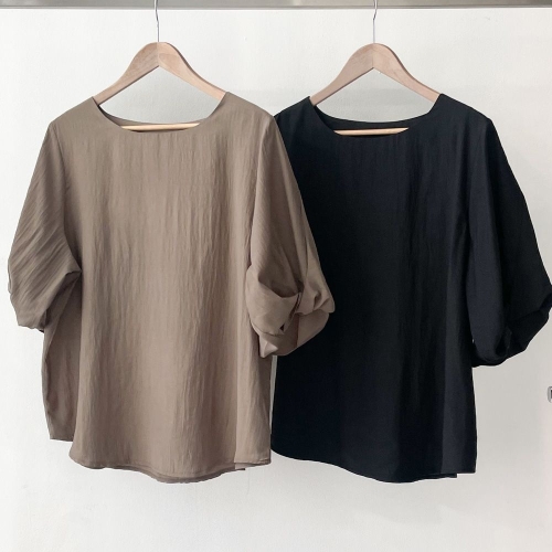 아이우먼 빅사이즈셔링블라우스 U116L503 벌룬칠부소매블라우스 GO