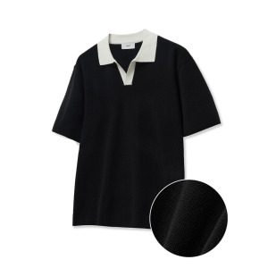 블랙 EasyCare 루즈핏 워셔블 슬릿넥 니트 TNSW4E204BK