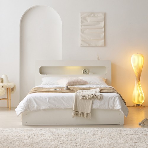  BIF보루네오 마르체 헤이 수납 LED침대 Q [매트별도]