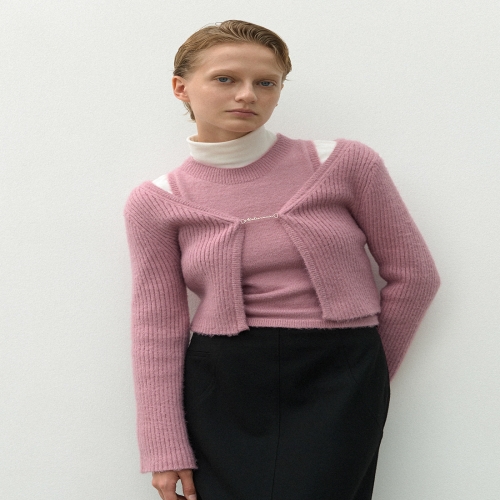 나인 아틀리에 CD-2152 HAIRY KNIT CARDIGANTOP SET S