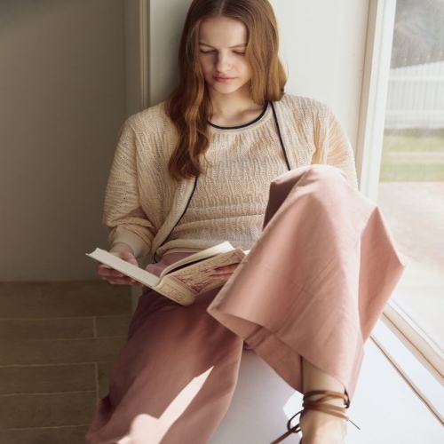 바네사브루노 크림 펀칭짜임 오픈형 가디건 VLSW5B275CR_이미지