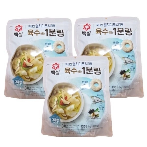 백설 멸치디포리 육수에는 1분링 132g(4gx33입) (3개)_이미지