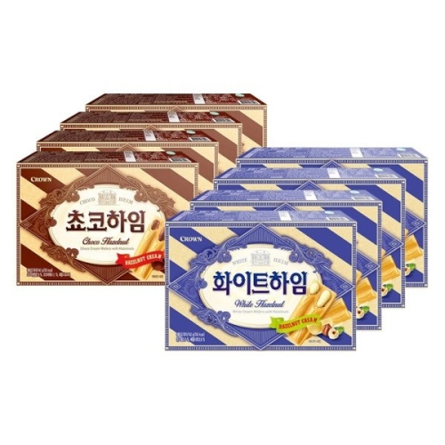 크라운제과 초코하임 142g 4팩+화이트하임 142g 4팩