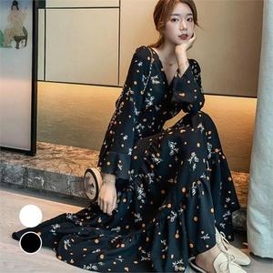오노마 ONM 화사한 가을패션 하늘하늘 데이트룩 꽃무늬 롱 원피스 9087220_이미지