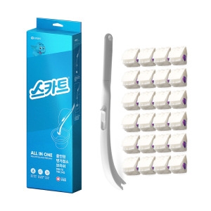 스카트 올인원 변기청소브러쉬 핸들1개+리필24개 부케향