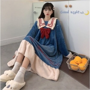 겨울 여자 세일러문 극세사 원피스 수면 잠옷